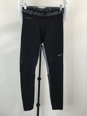 NIKE PRO COMBAT Black Gray Dri Fit Hyperwarm Moisture Wick Active Legging Pant